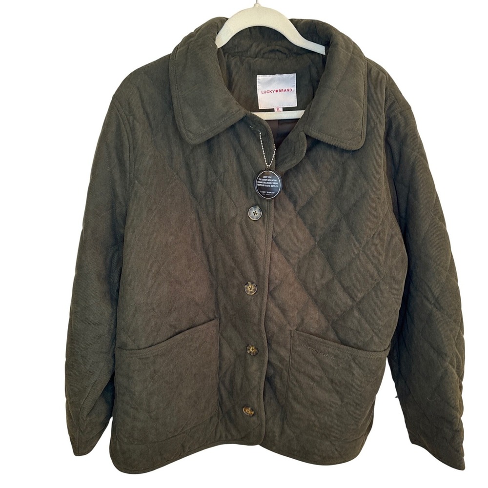 Lucky Brand Quilted Corduroy‎ Field Jacket Loden Green Women's XL
